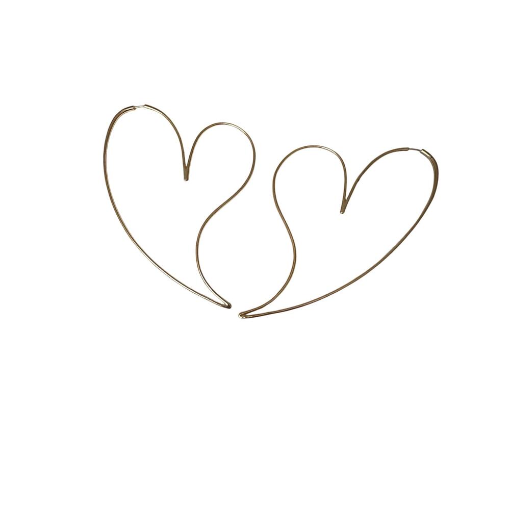 MAM BIG Heart Earring Hoops in Gold - NIB (4 Inches) - Picture 3 of 9